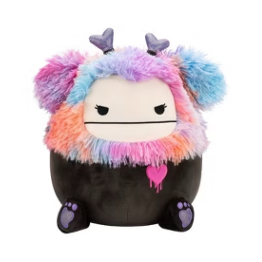 Squishmallows 12” Frumpy Girly Goth Black Bigfoot with Heart nwt